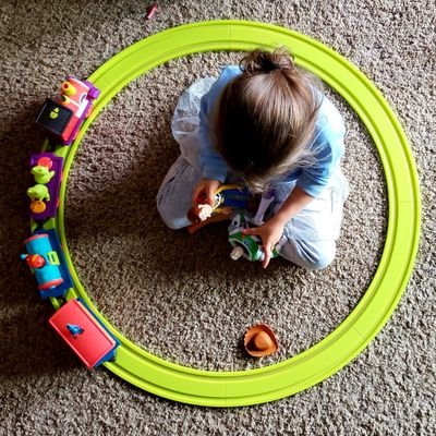 Colorful Toy Train & Figures Set